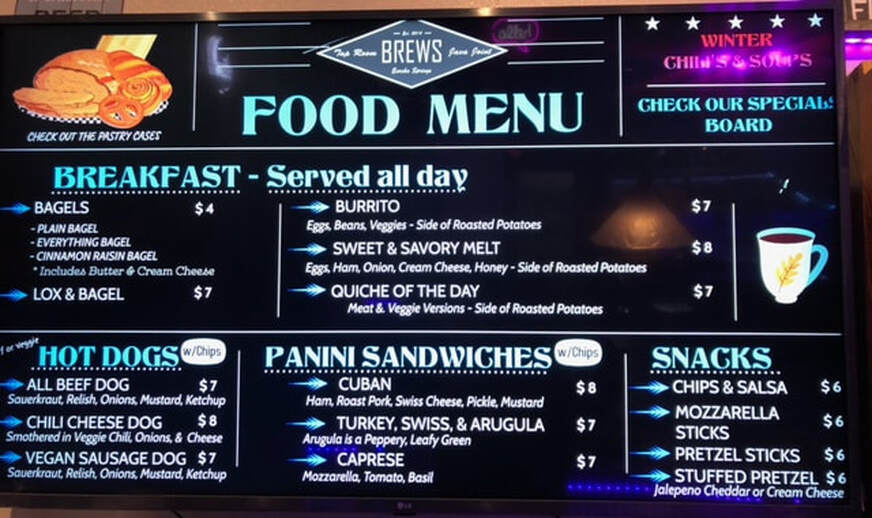 sandwiches and food menu
